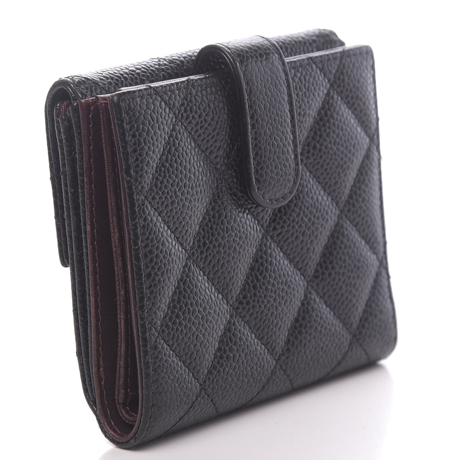 Chanel Caviar Quilted Compact French Flap Wallet Black 3 of 9