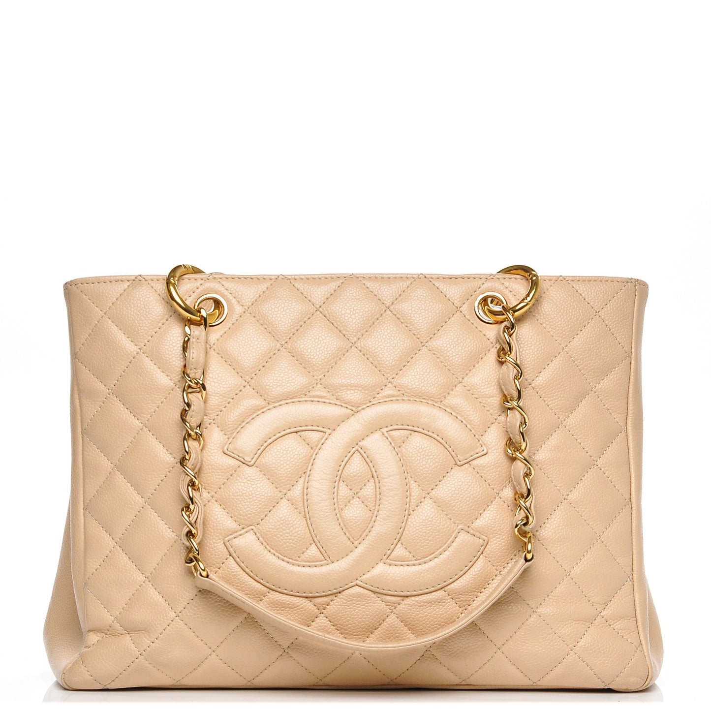 Caviar Quilted Grand Shopping Tote GST Beige Clair