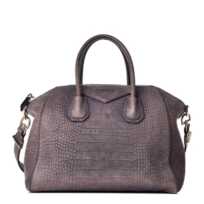 Givenchy Nubuck Crocodile Embossed Medium Antigona Washed Black 1 of 8
