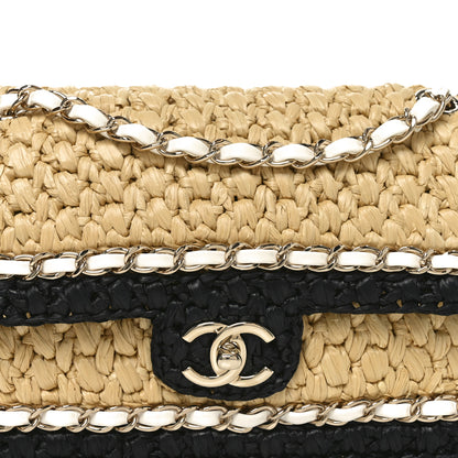 Chanel Raffia Chain Venice Beach Flap Bag Beige Black 8 of 12