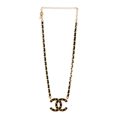 Chanel Metal Lambskin CC Buckle Up Necklace Black Gold 3 of 5