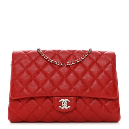 Chanel Caviar Quilted Clutch With Chain Flap Red 1 of 10