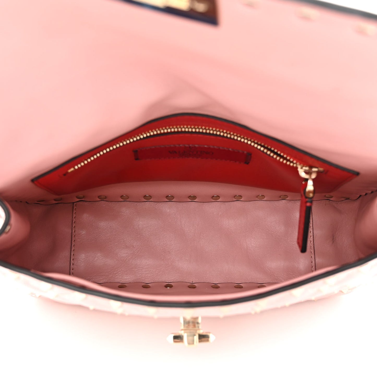 Nappa Medium Rockstud Spike Shoulder Bag Water Rose