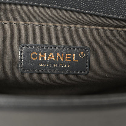 Chanel Caviar Chevron Quilted Medium Boy Flap Dark Grey 6 of 10