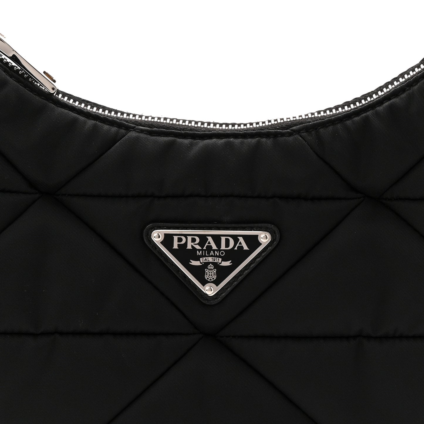 Re-Nylon Triangle Padded Patchwork Shoulder Bag Black