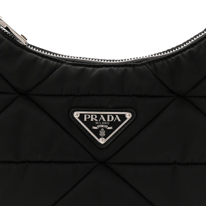 Prada Re-Nylon Triangle Padded Patchwork Shoulder Bag Black 8 of 10