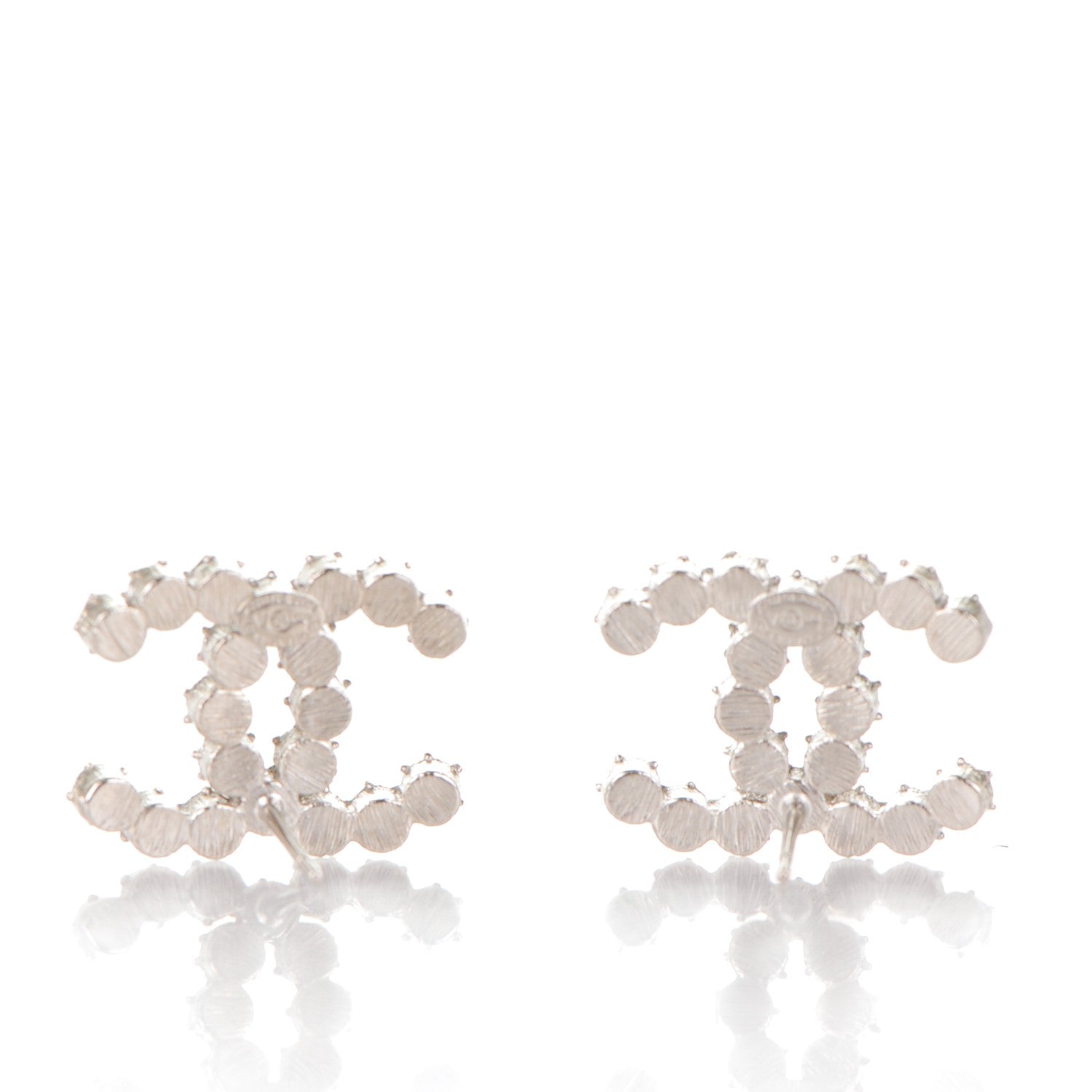 Chanel Crystal CC Earrings Silver 3 of 4