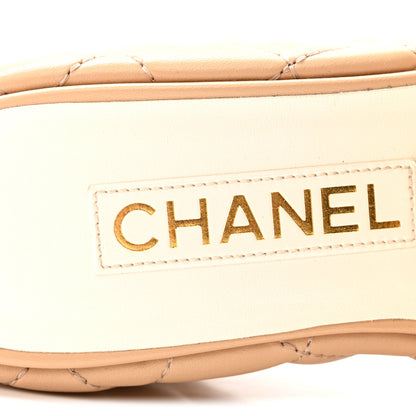 Chanel Lambskin Quilted Camelia CC Wedge Sandal Mules 37 Beige 6 of 12