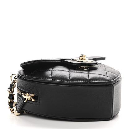 Chanel Lambskin Quilted CC In Love Heart Clutch With Chain Black 4 of 11
