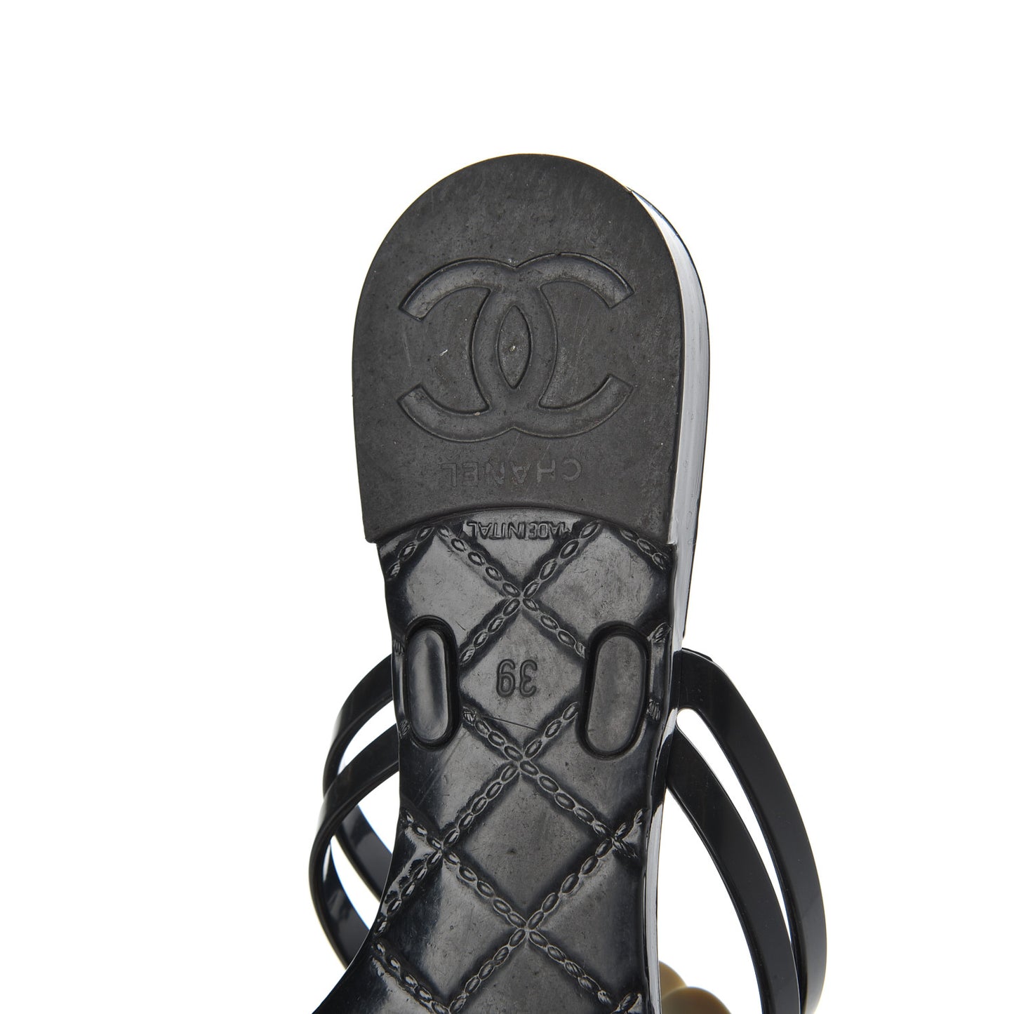 Jelly Camellia Thong Sandals 39 Black Ivory