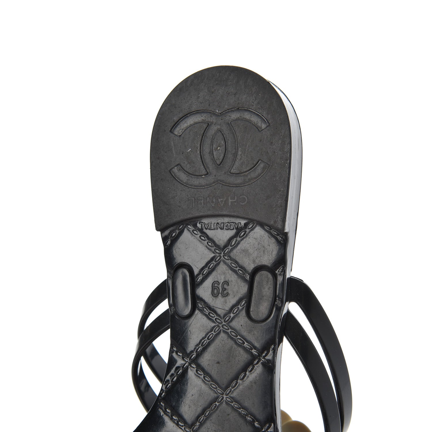 Chanel Jelly Camellia Thong Sandals 39 Black Ivory 11 of 14