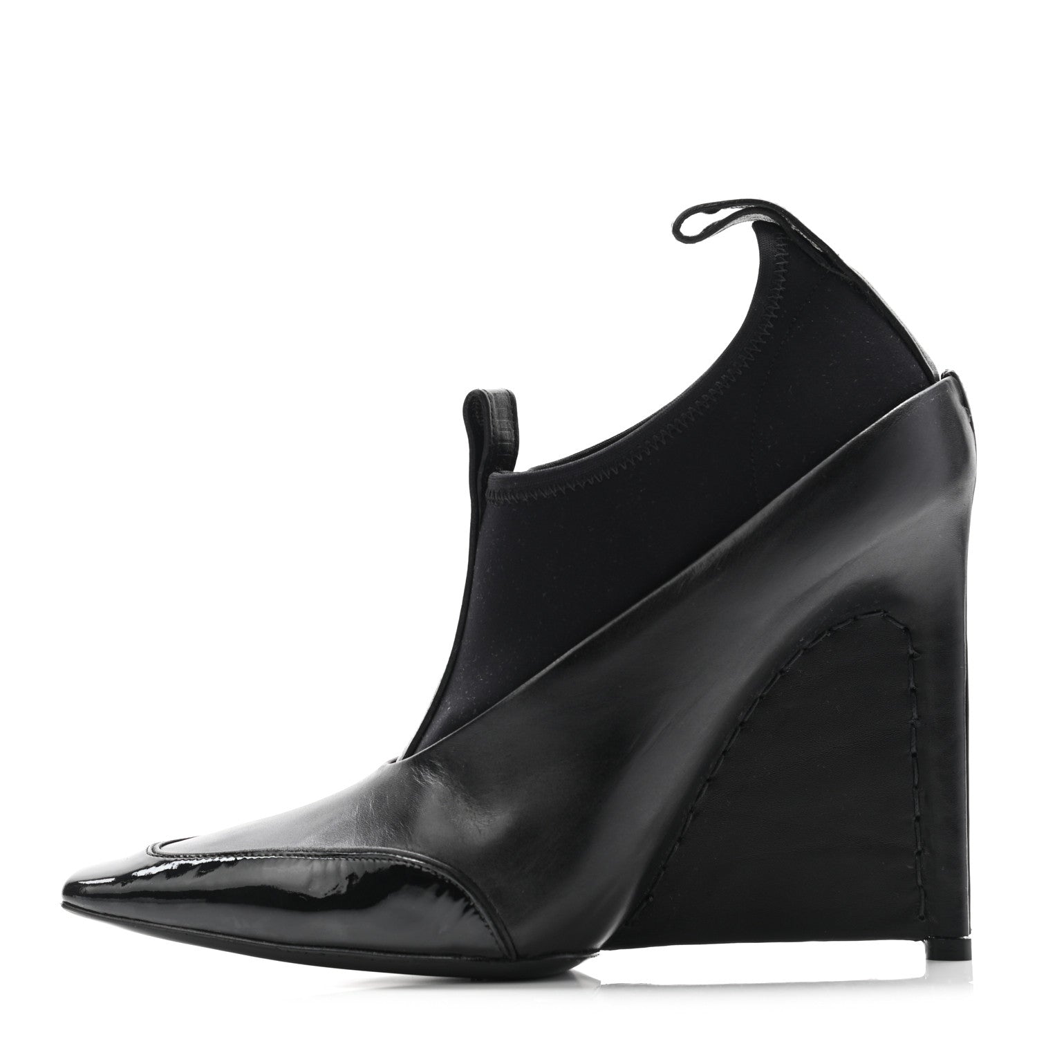 Balenciaga Neoprene Patent Calfskin Scuba Wedge Ankle Boots 38.5 Black 1 of 10