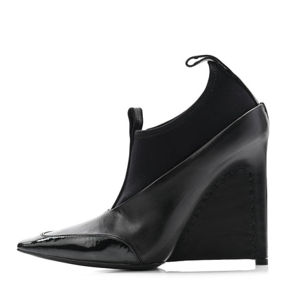 Balenciaga Neoprene Patent Calfskin Scuba Wedge Ankle Boots 38.5 Black 1 of 10