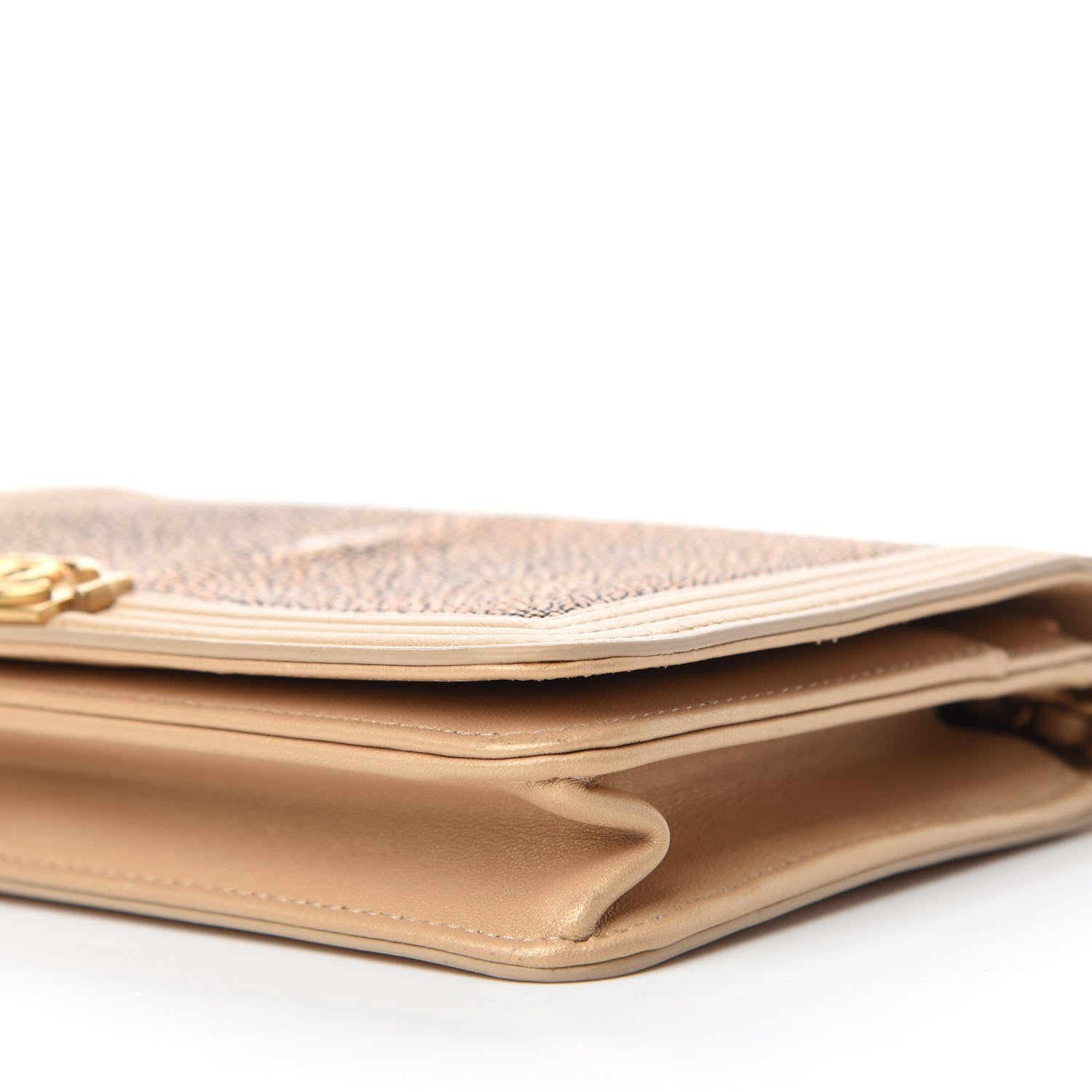 Chanel Metallic Galuchat Stingray Lambskin Boy Wallet On Chain WOC Gold 7 of 15