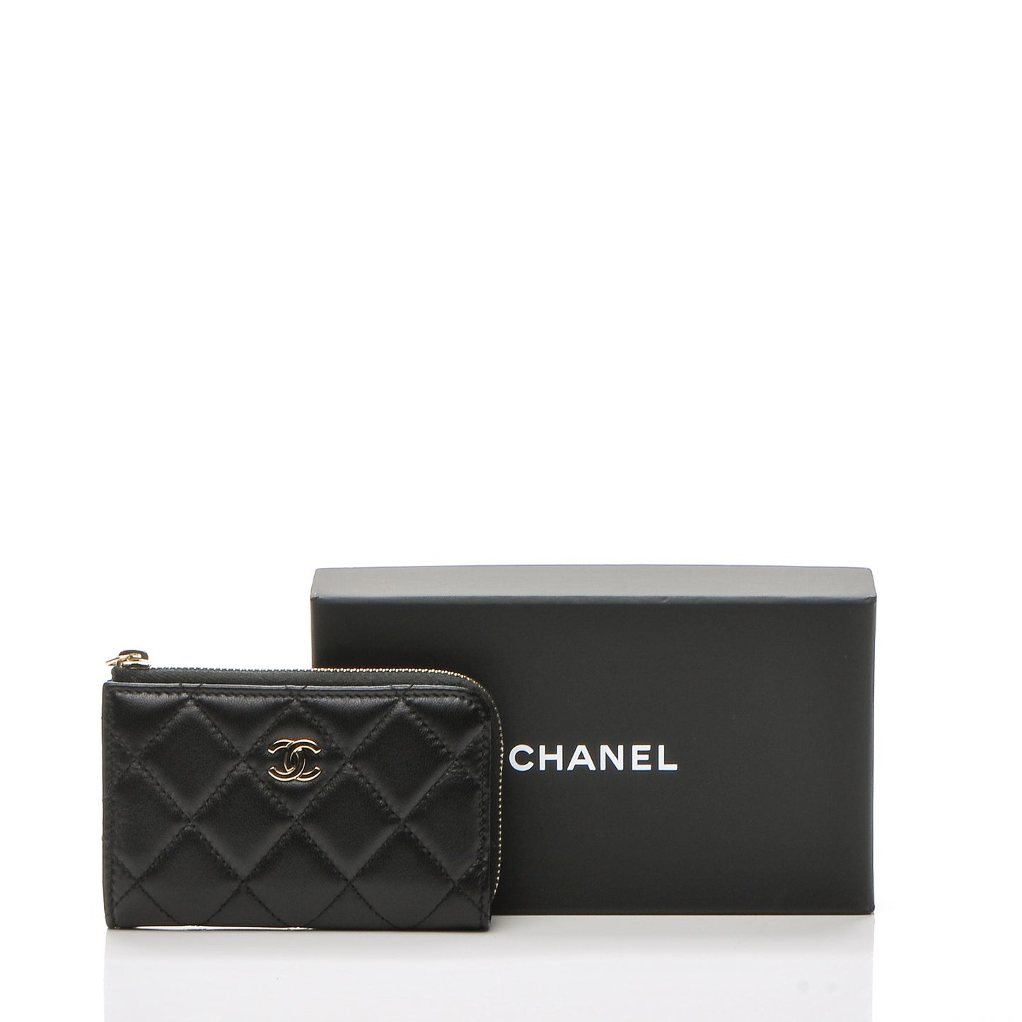 Lambskin Quilted Key Holder Case Black