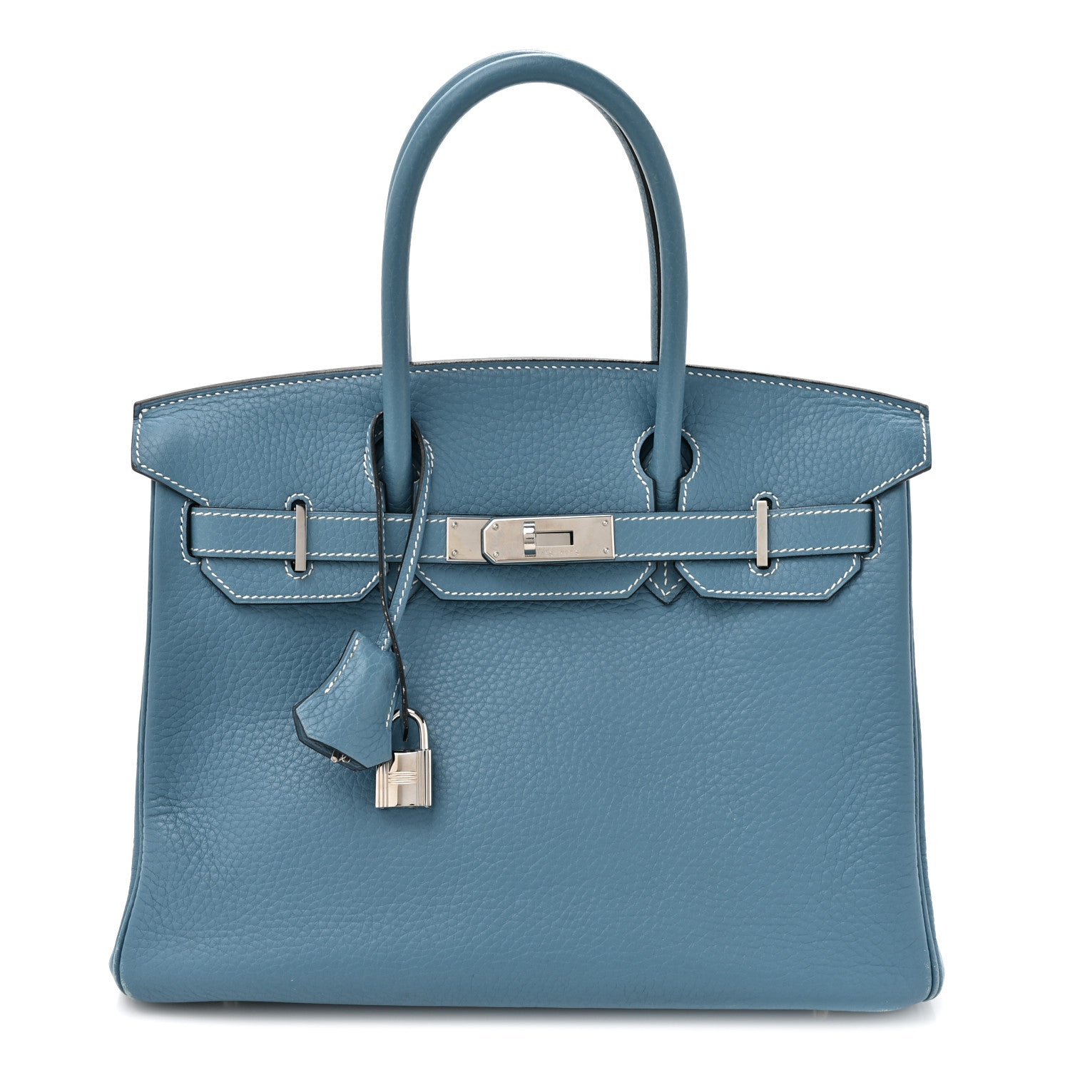 Hermes Taurillon Clemence Birkin 30 Blue Jean 1 of 17