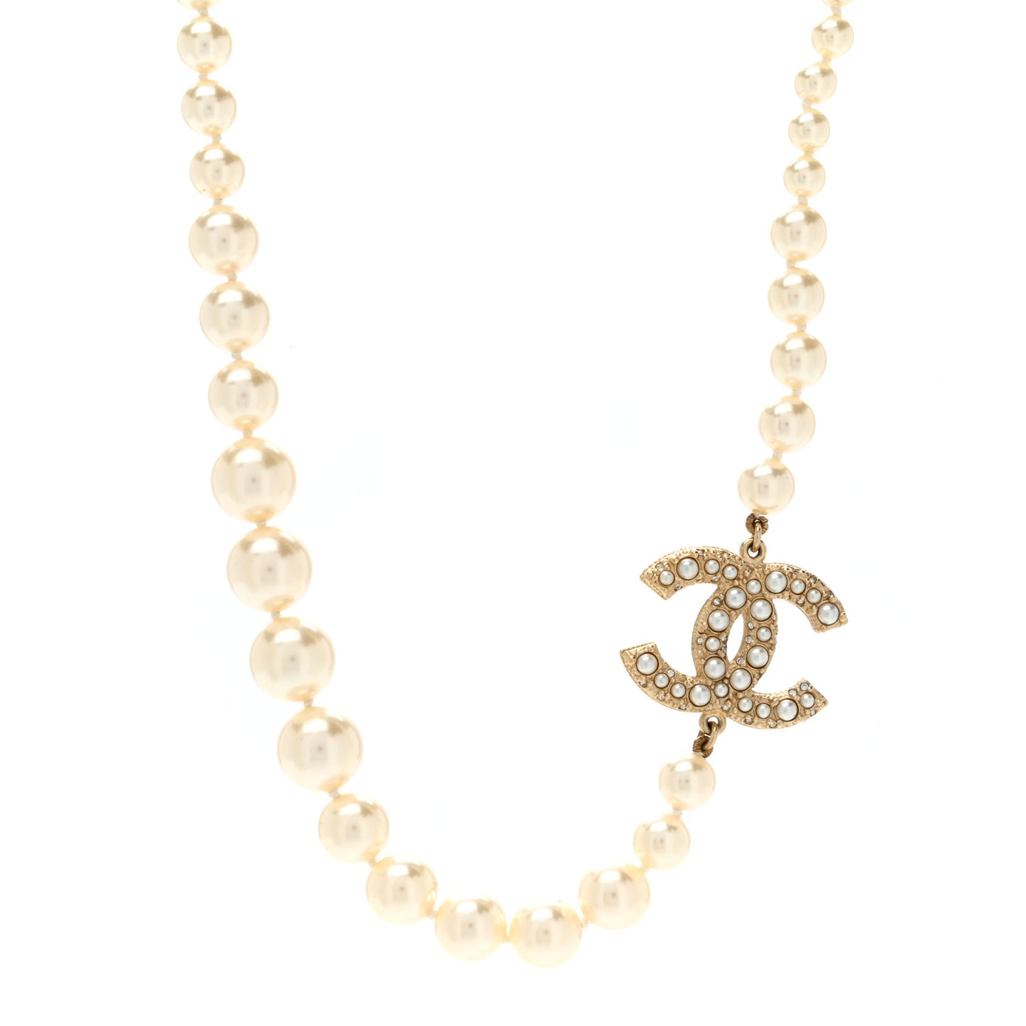 Pearl CC 100th Anniversary Necklace Light Gold