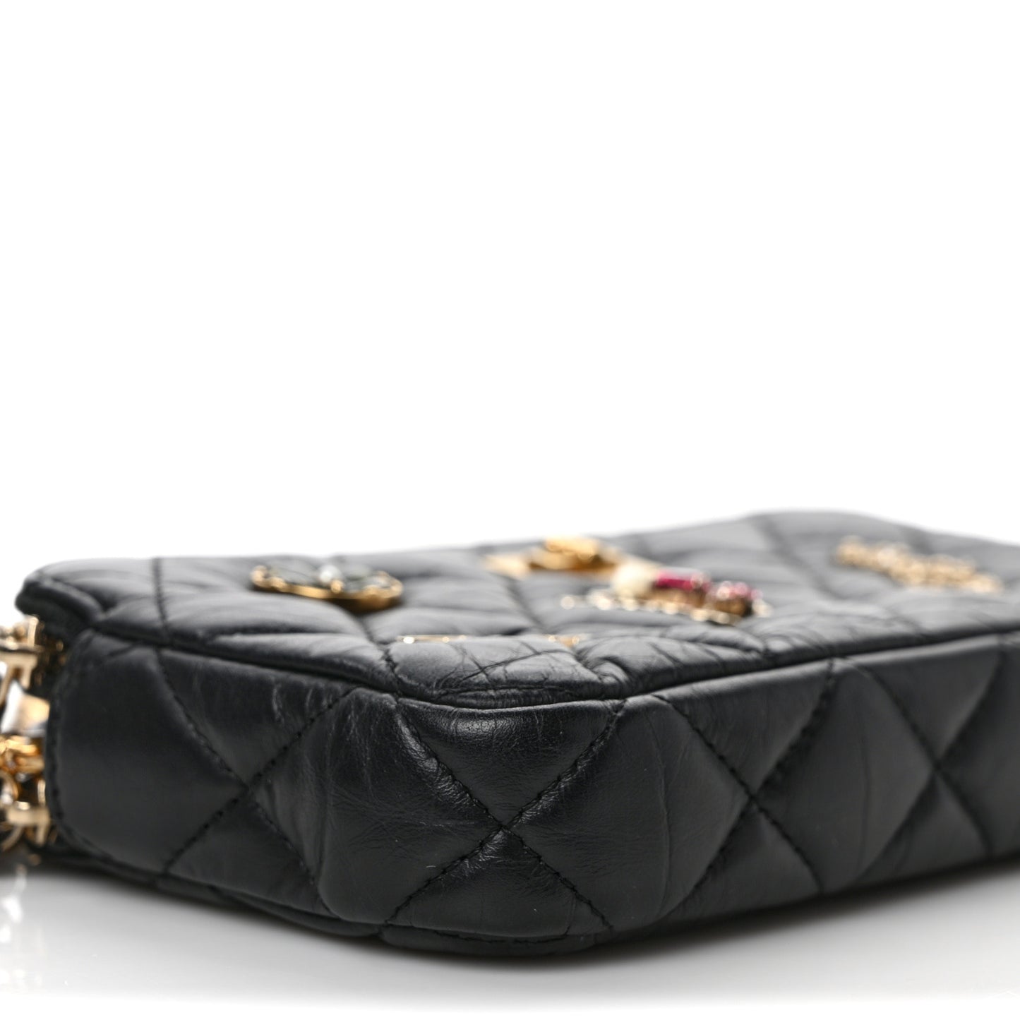 Aged Calfskin Lucky Charms 2.55 Reissue Small Clutch With Chain Black