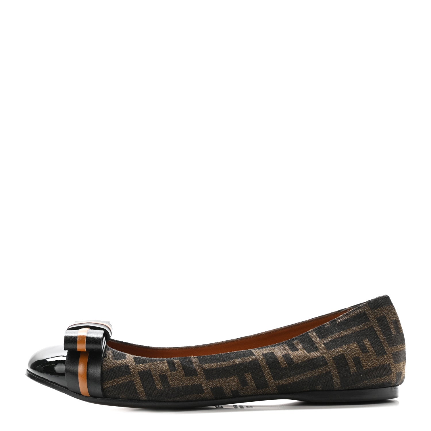 Fendi Zucca Ballerina Bow Flat 39.5 Tobacco Black 1 of 9