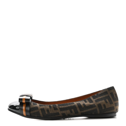 Fendi Zucca Ballerina Bow Flat 39.5 Tobacco Black 1 of 9