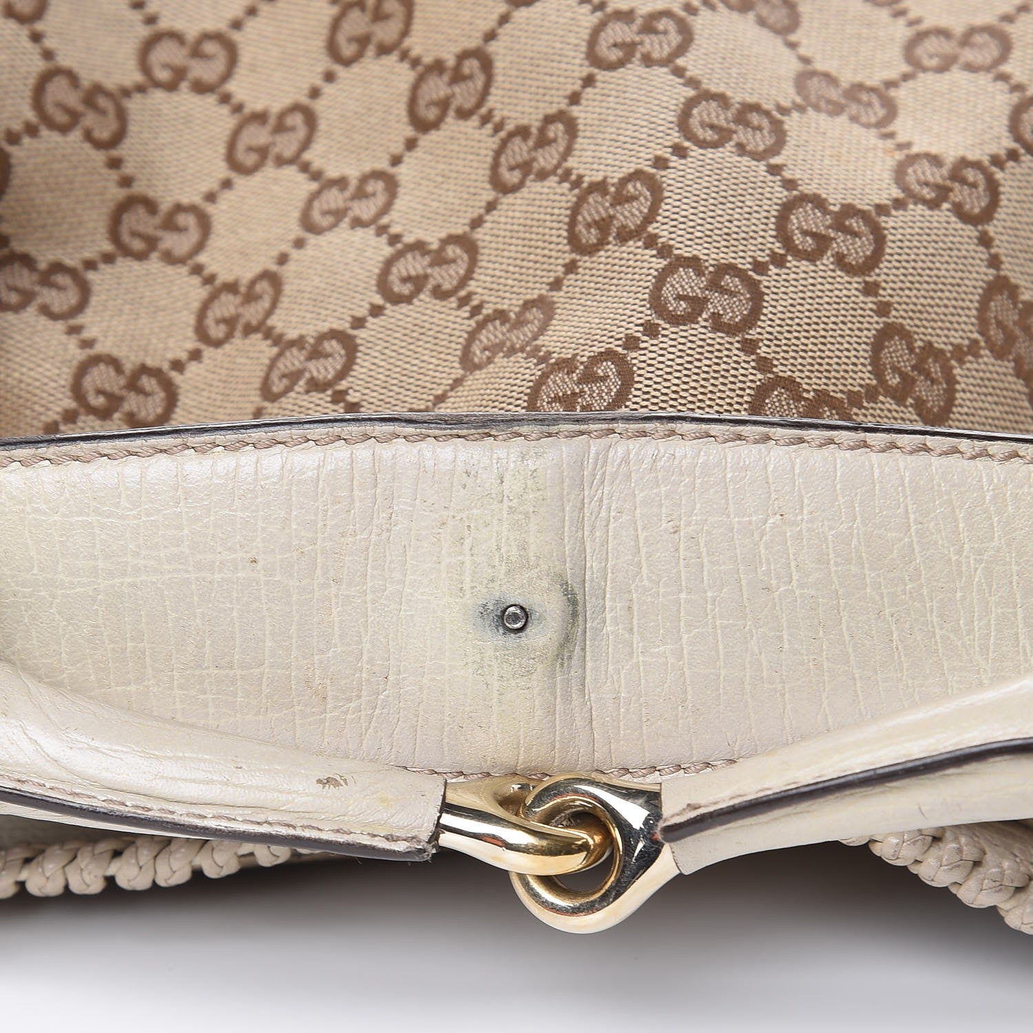 Gucci Monogram Large Horsebit Chain Hobo Off White 9 of 13