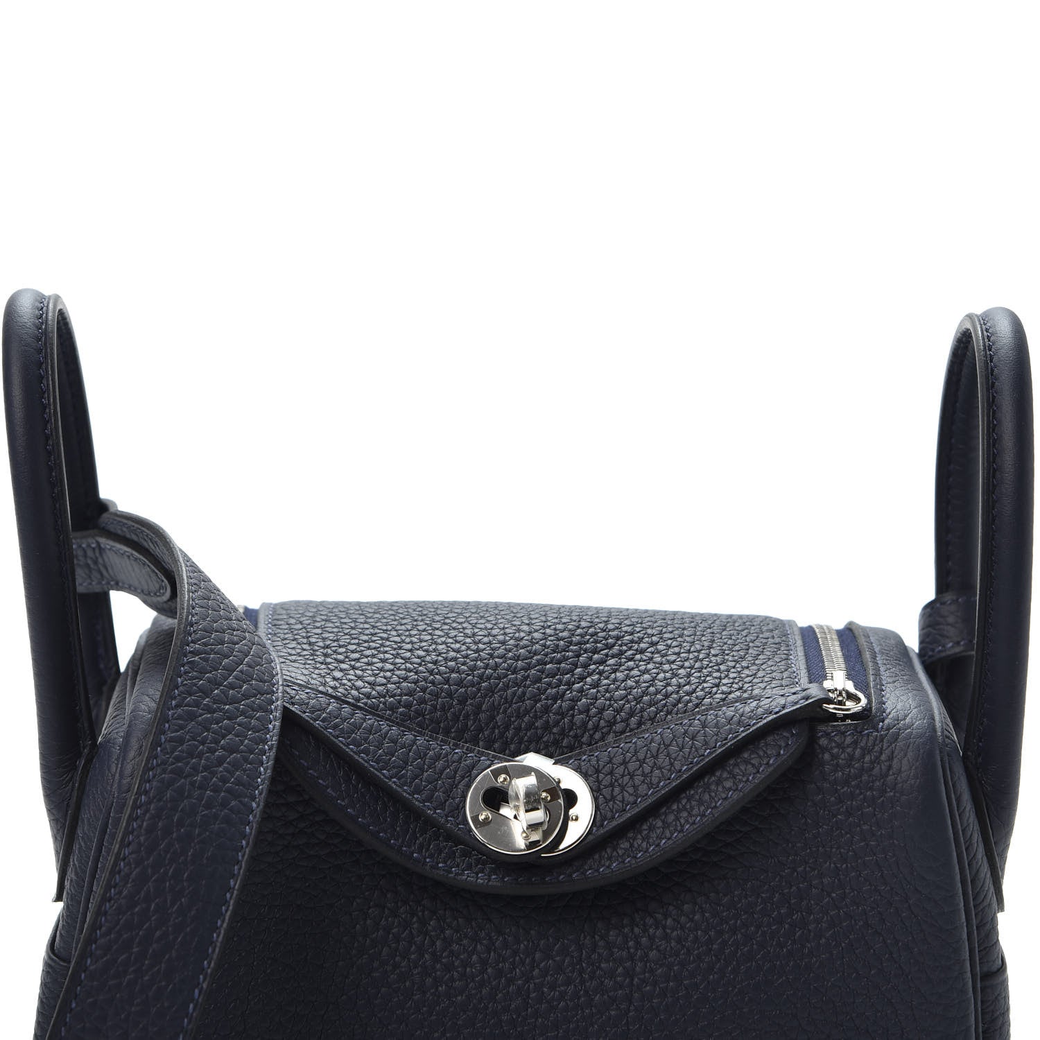 Hermes Taurillon Clemence Mini Lindy 20 Bleu Nuit 8 of 9