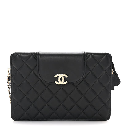 Chanel Lambskin Quilted CC Pouch Wristlet Black 1 of 7