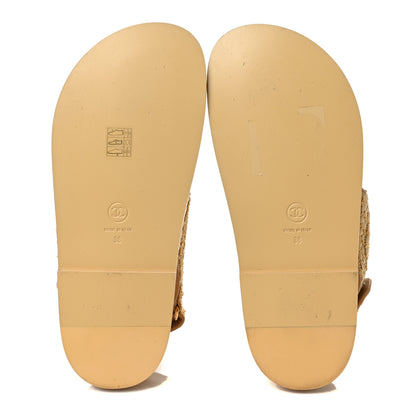 Chanel Braided Fabric Velcro Dad Sandals 38 Beige 5 of 8
