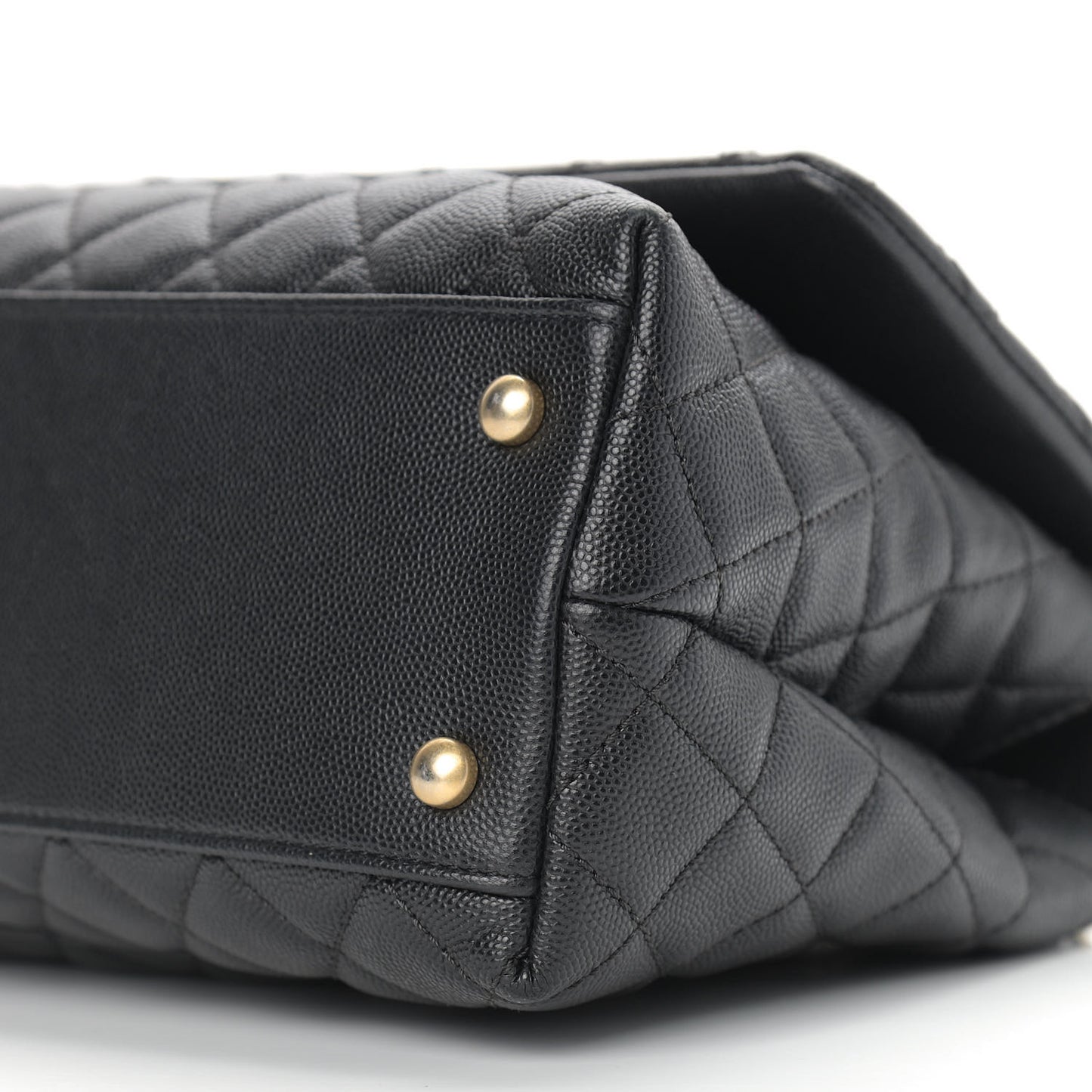 Caviar Quilted Small Coco Handle Flap Black