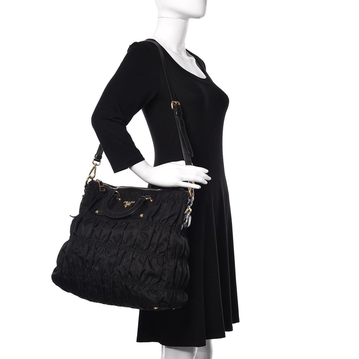 Tessuto Nylon Gaufre Tote Black