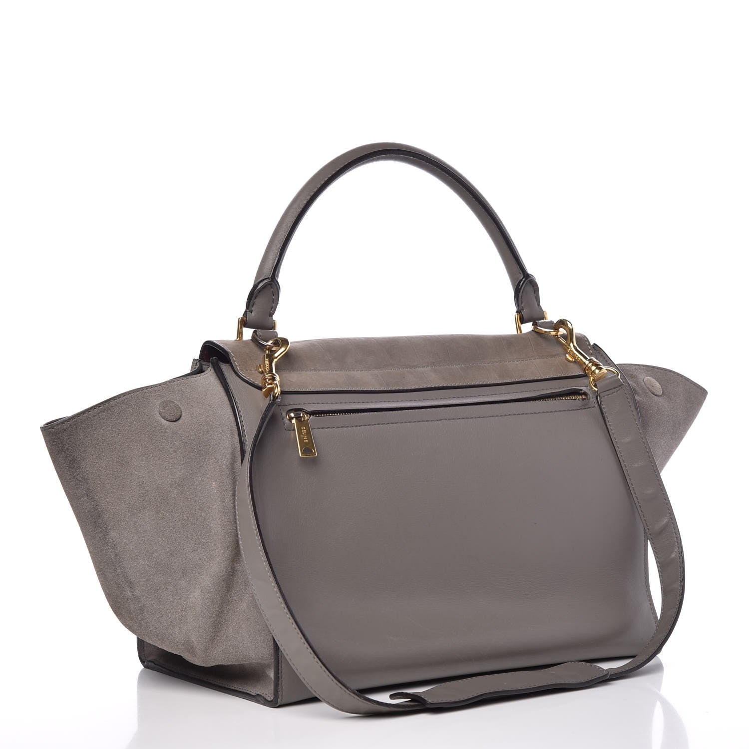 Celine Crocodile Embossed Nubuck Medium Trapeze Grey 4 of 20
