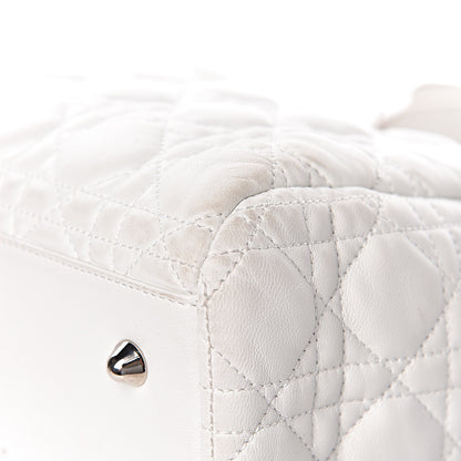 Christian Dior Lambskin Cannage Large Dior Soft Shopping Tote White 23 of 26
