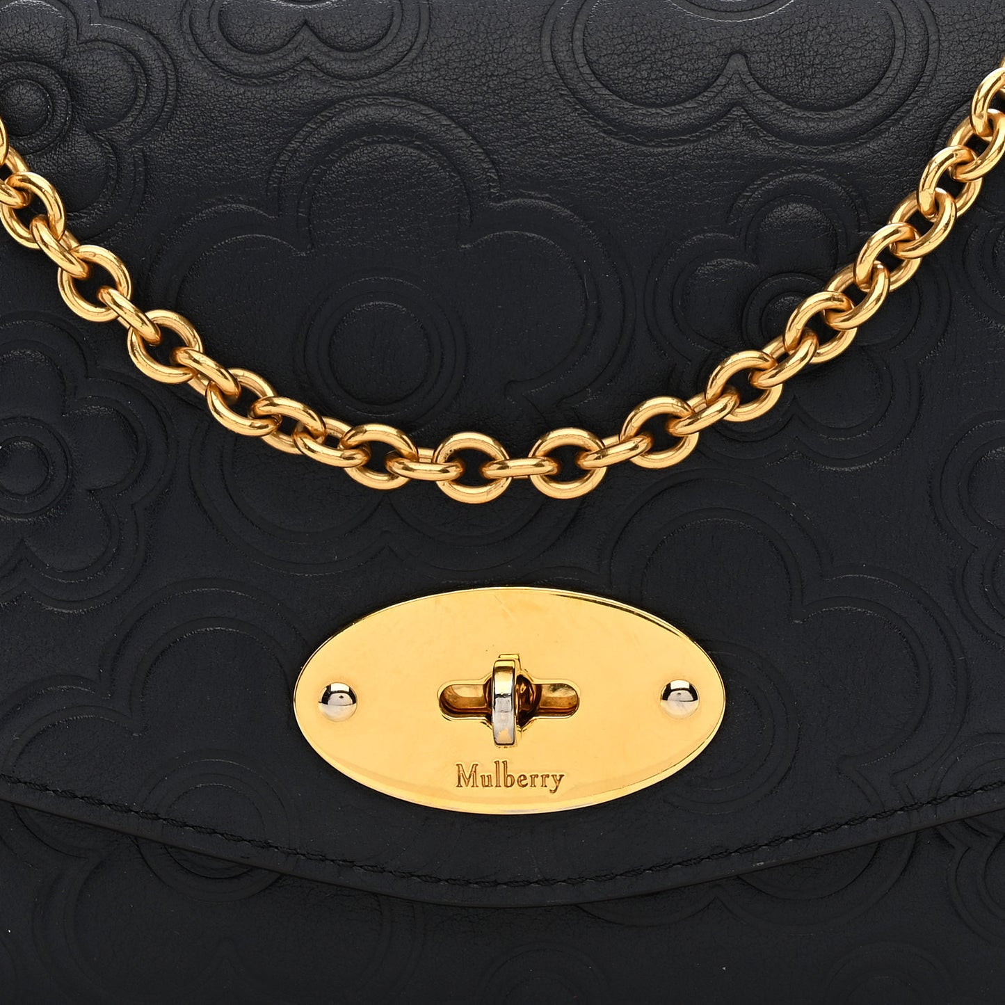 Calfskin Embossed Floral Small Darley Navy