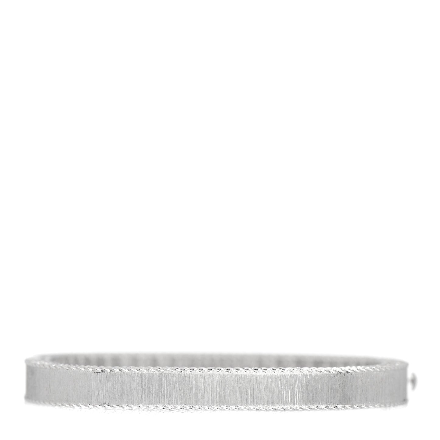 18K White Gold Diamond Princess Satin Fleur De Lis Bangle Bracelet