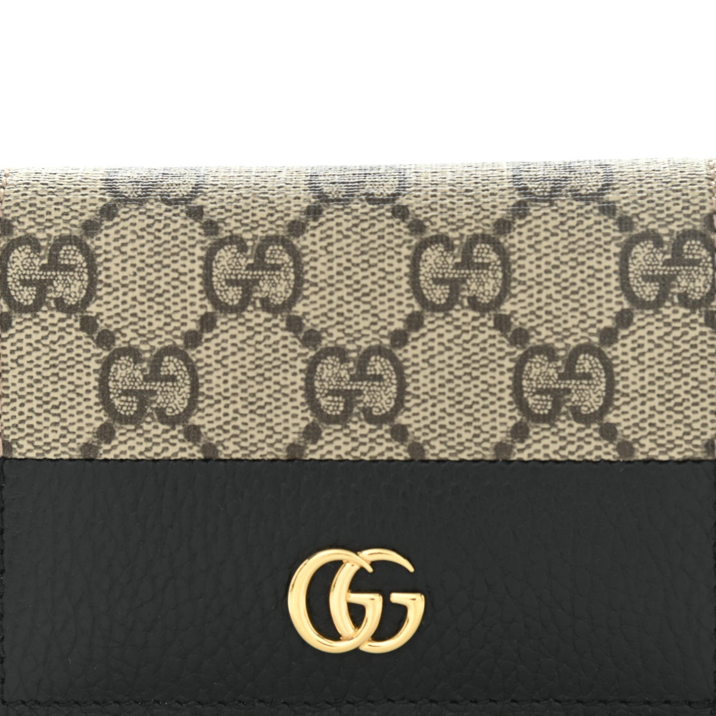 Dollar Calfskin GG Supreme Monogram GG Marmont Card Case Black Beige Ebony