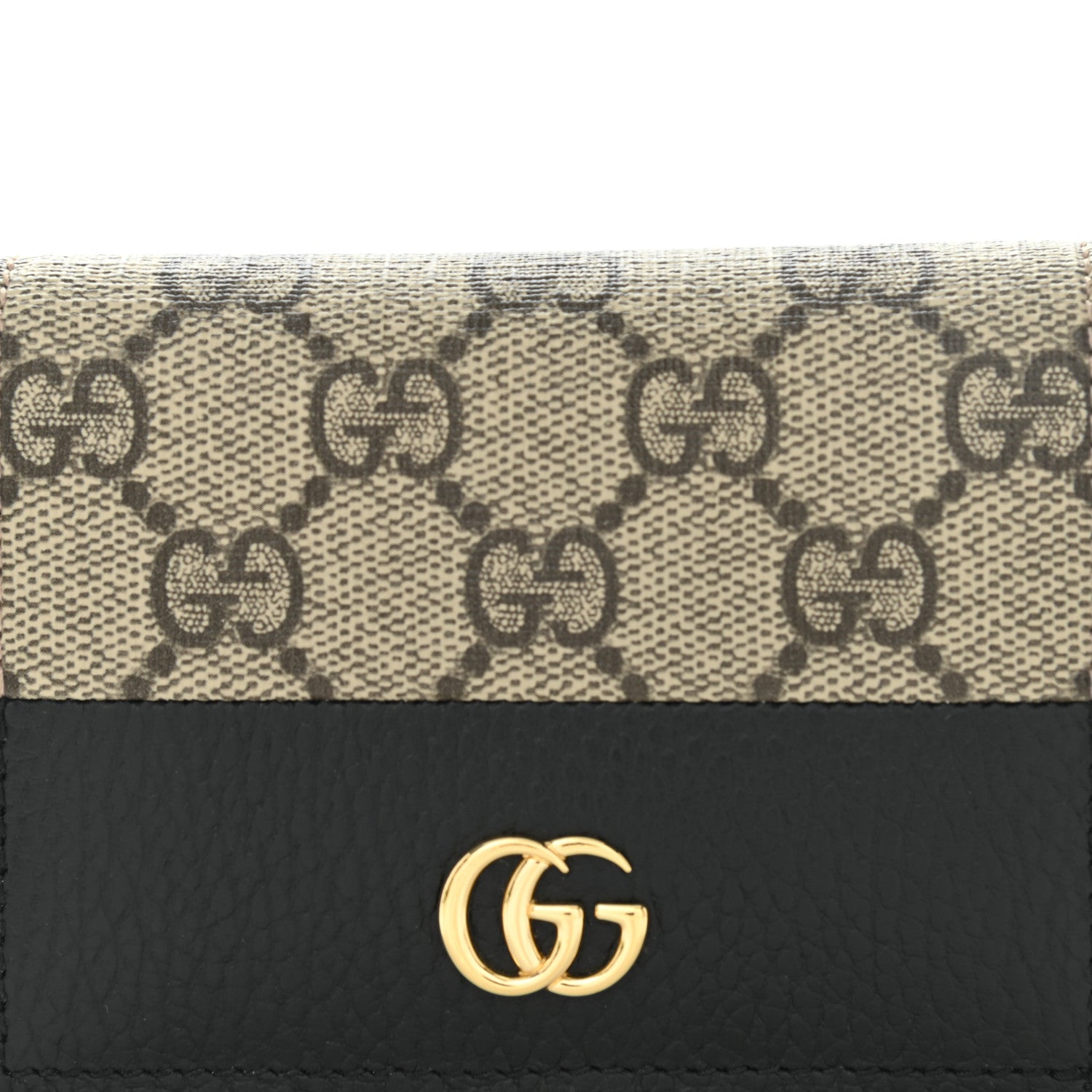 Gucci Dollar Calfskin GG Supreme Monogram GG Marmont Card Case Black Beige Ebony 8 of 10
