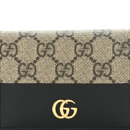 Gucci Dollar Calfskin GG Supreme Monogram GG Marmont Card Case Black Beige Ebony 8 of 10