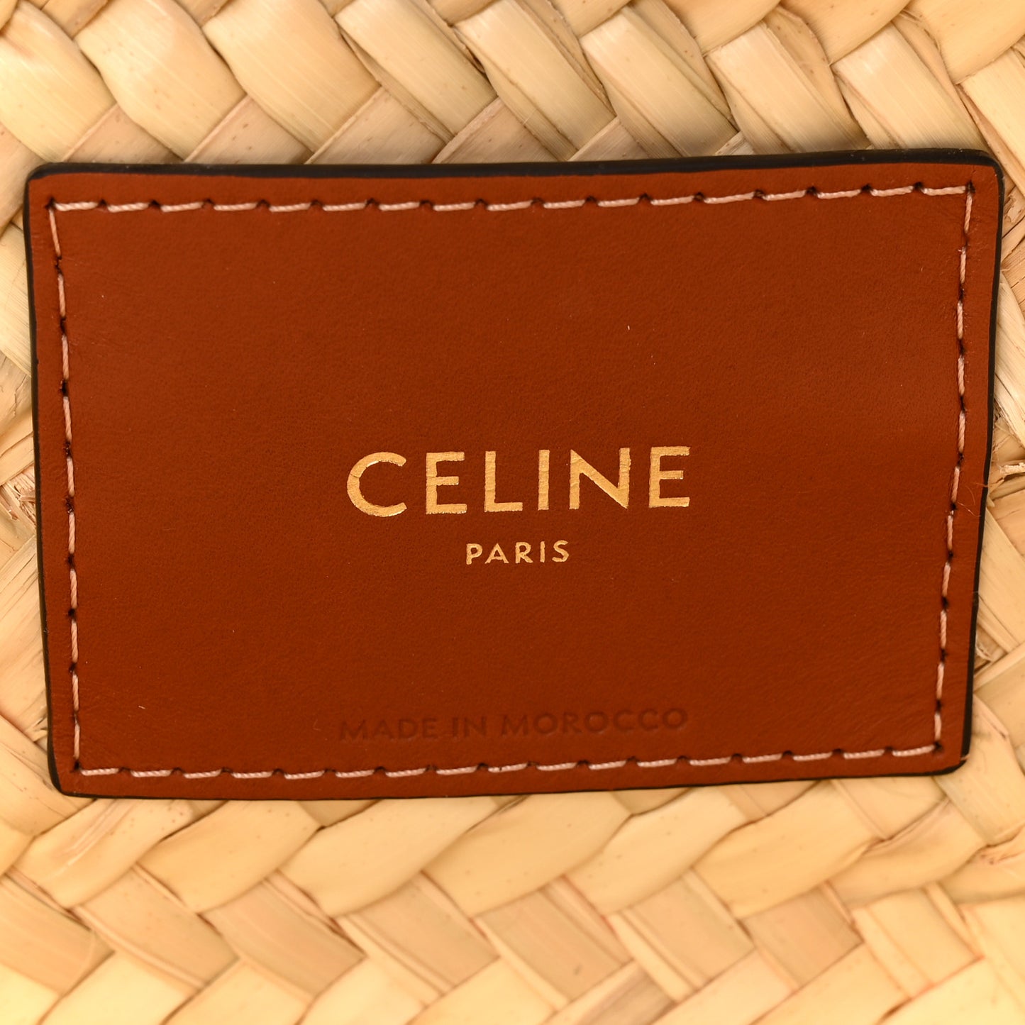 Palm Leaf Calfskin Triomphe Teen Panier Tan