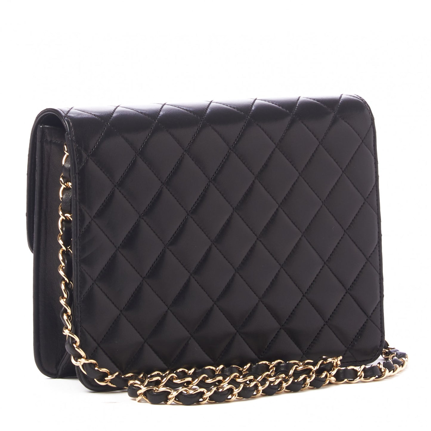 Lambskin Quilted Small Single Flap Black