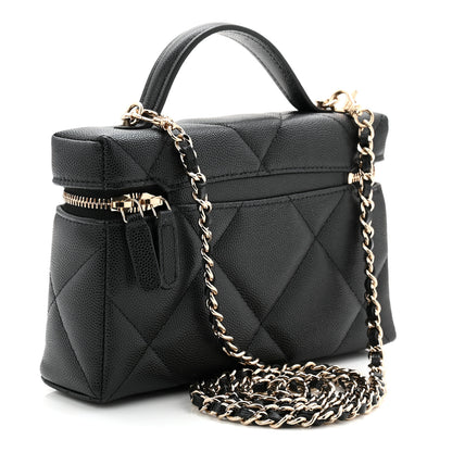 Chanel Caviar Quilted Top Handle Slim Vanity With Chain Black 3 of 11