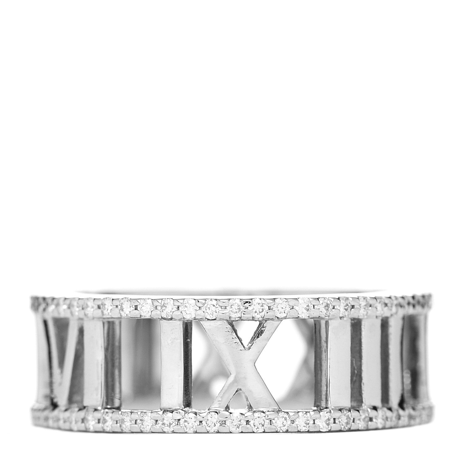 Tiffany 18K White Gold Diamond Atlas Open Pave Ring 51 5.75 1 of 5