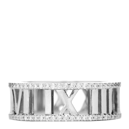 Tiffany 18K White Gold Diamond Atlas Open Pave Ring 51 5.75 1 of 5