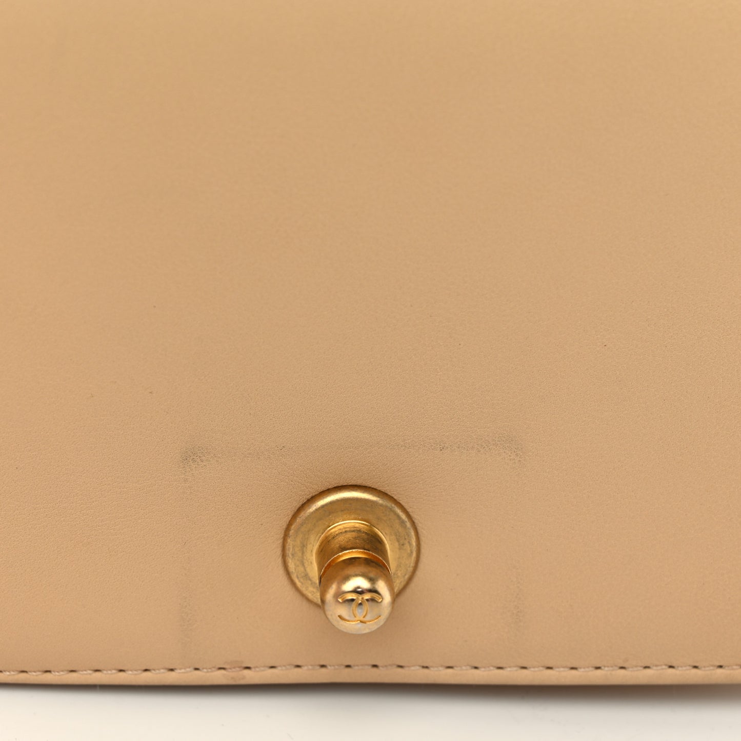 Calfskin Quilted Small Boy Handle Flap Beige