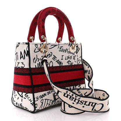Christian Dior Canvas Medium DiorAmour Graffiti Lady D-Lite Latte 3 of 12