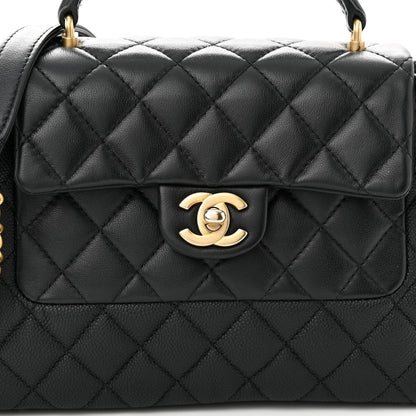 Chanel Caviar Calfskin Quilted Small Top Handle Flap Black 8 of 10