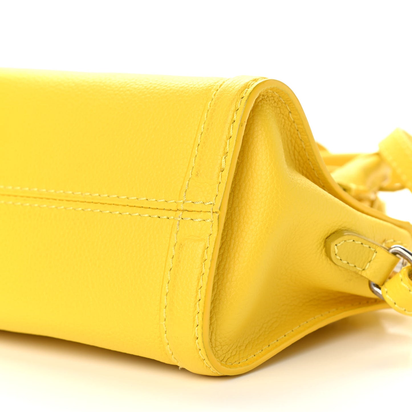 Pebbled Calfskin Mini Padlock Tote Yellow