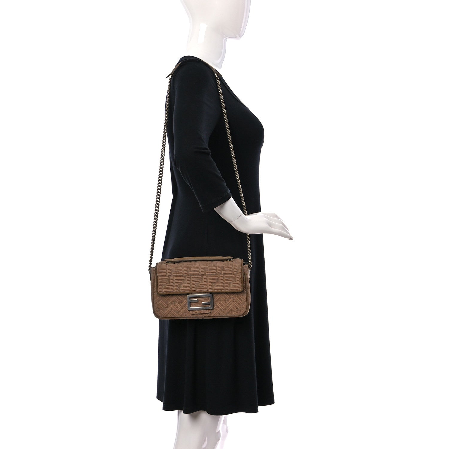 Fendi Technical Fabric FF Midi Chain Baguette Sand 2 of 9