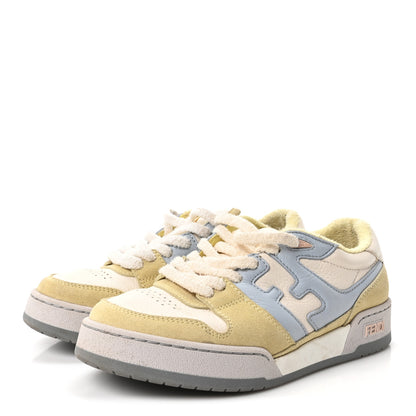 Fendi Suede Vitello Fendi Match Low Top Sneakers 36.5 Straw Azzurro Poison Connecticut 4 of 9