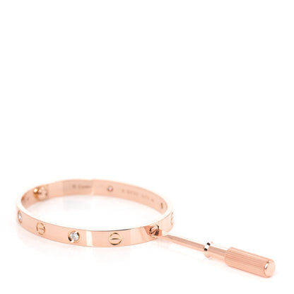 Cartier 18K Pink Gold 4 Diamond LOVE Bracelet 16 4 of 7