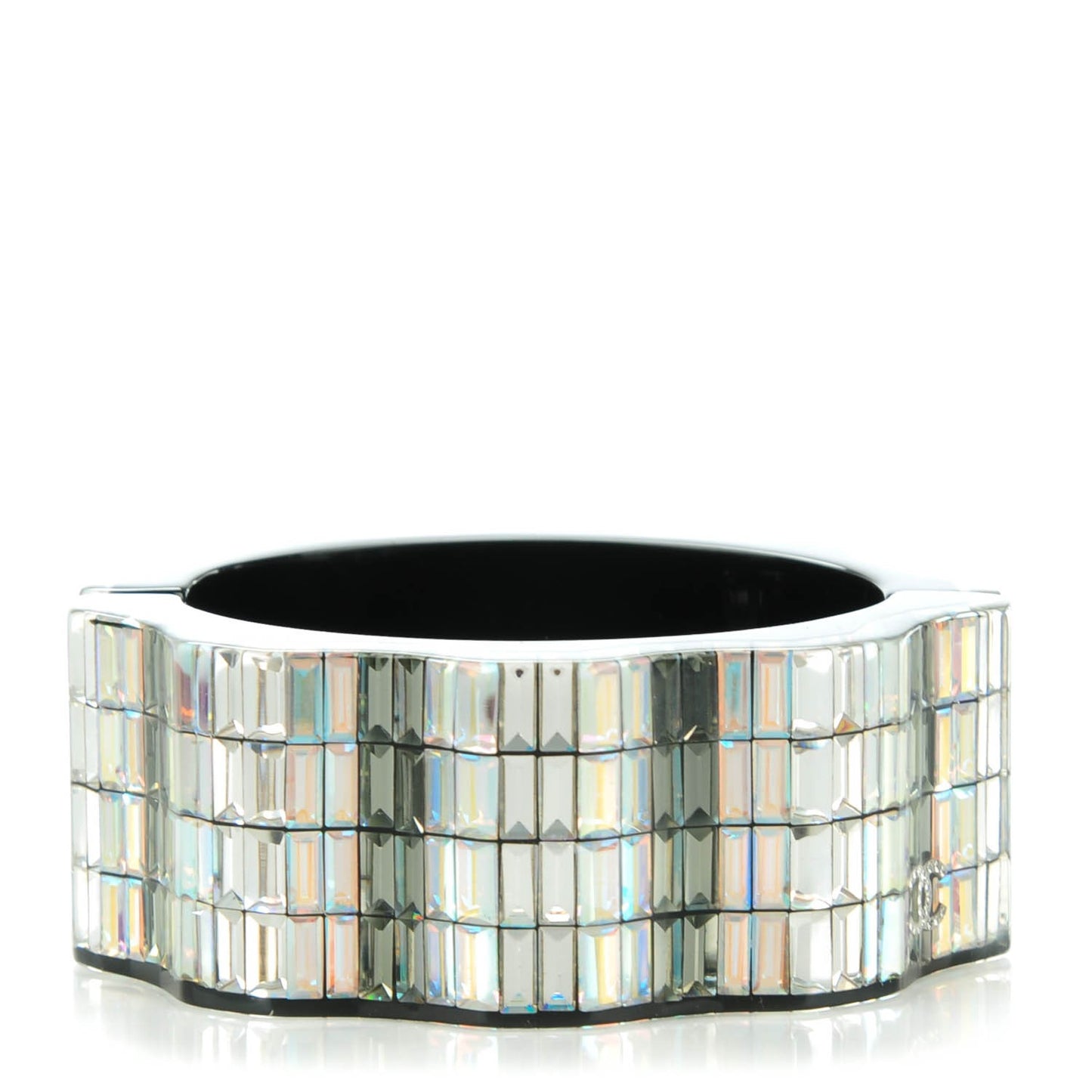 Resin Crystal Baguette CC Bangle Black
